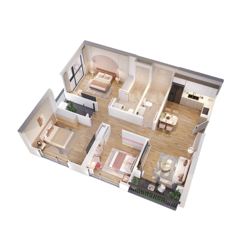 Palm River 25 Thiết kế 3PN 104 – 158m² Palm River