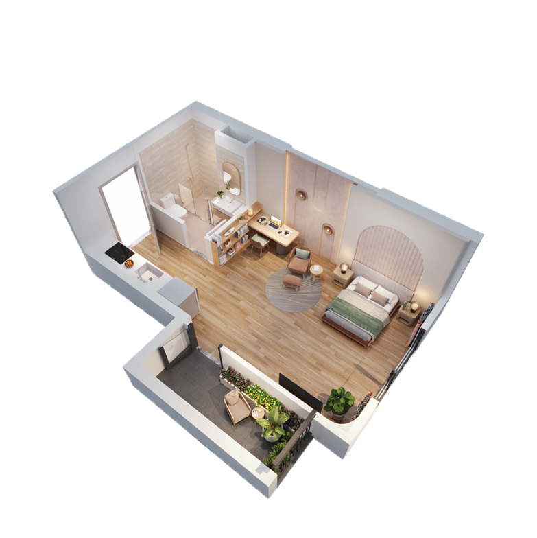 Palm River 22 Thiết kế Studio 39² – 45.8m² Palm River